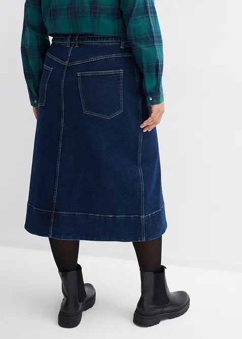 Jupe midi en jean avec boutons, bonprix