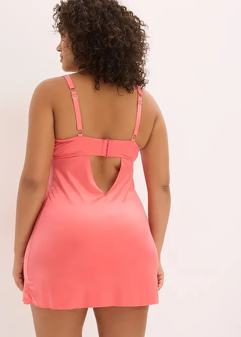 Babydoll en mati&egrave;re brillante avec broderie florale m&eacute;tallis&eacute;e, bonprix