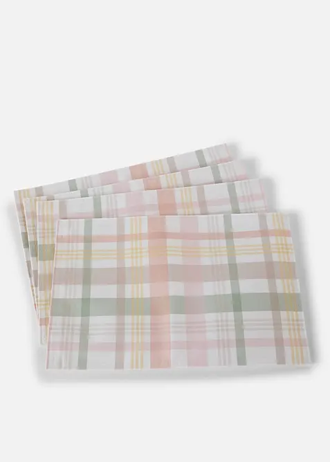 Lot de 4 sets de table &agrave; carreaux, bonprix