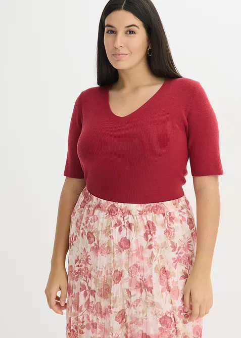 Pull manches courtes c&ocirc;tel&eacute;, bonprix