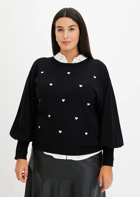 Pull en fine maille de viscose m&eacute;lang&eacute;e, bonprix