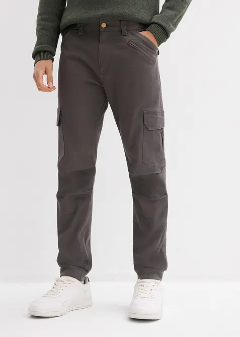 Pantalon cargo loose 100% coton, fusel&eacute;, bonprix