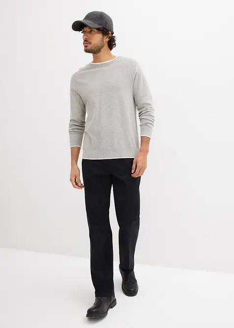 Pull en fine maille &agrave; col double, bonprix