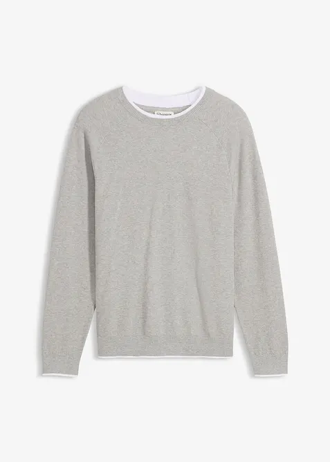 Pull en fine maille &agrave; col double, bonprix