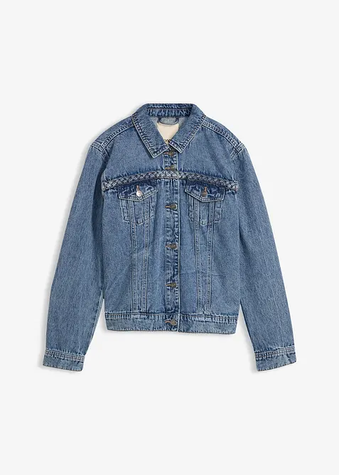 Veste en jean &agrave; d&eacute;tail tress&eacute;, bonprix