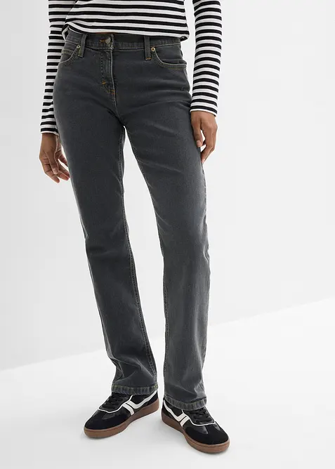 Jean droit taille mi-haute, extensible, bonprix