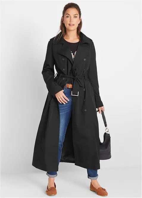 Trench-coat long ceintur&eacute; &agrave; la taille, bonprix