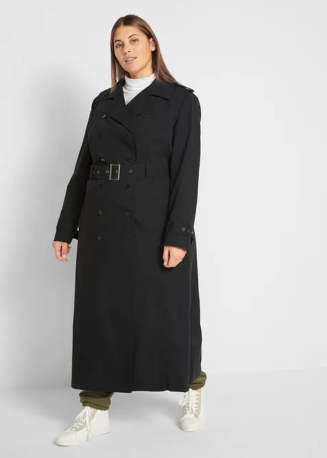 Trench-coat long ceintur&eacute; &agrave; la taille, bonprix