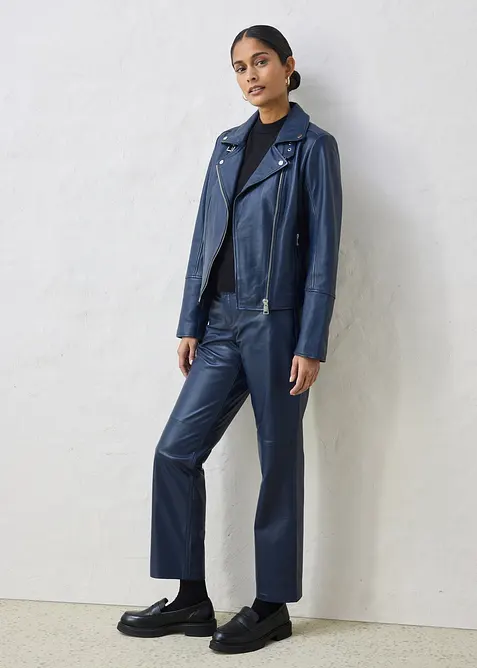 Veste biker en cuir nappa d&rsquo;agneau, bonprix