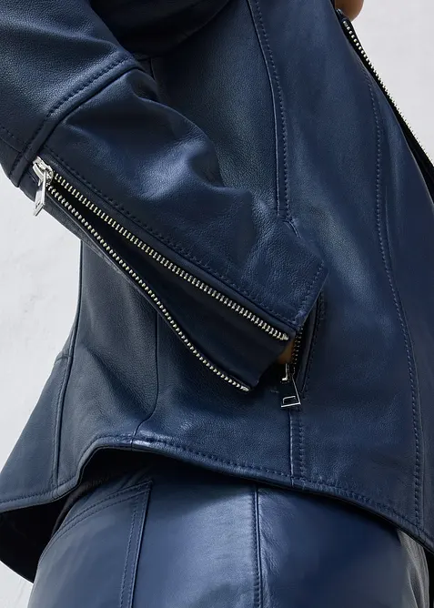 Veste biker en cuir nappa d&rsquo;agneau, bonprix