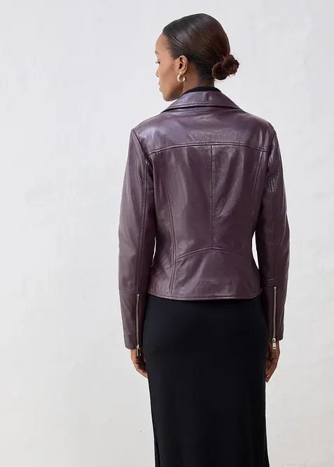 Veste biker en cuir nappa d&rsquo;agneau, bonprix