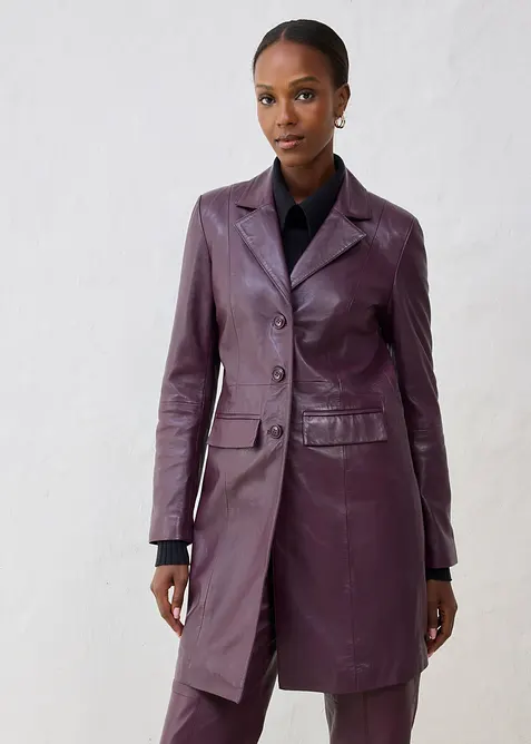 Manteau court en cuir d&rsquo;agneau nappa, bonprix