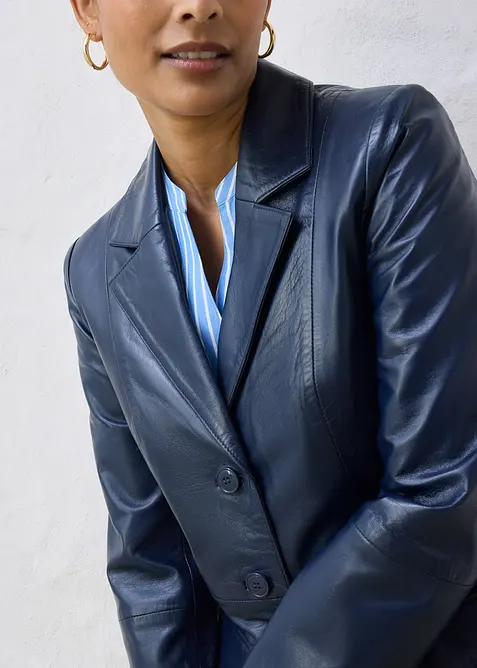 Manteau court en cuir nappa d&rsquo;agneau, bonprix