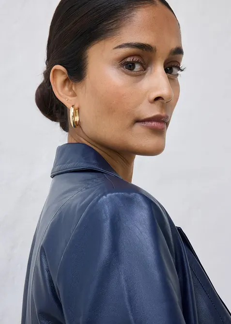 Manteau court en cuir nappa d&rsquo;agneau, bonprix