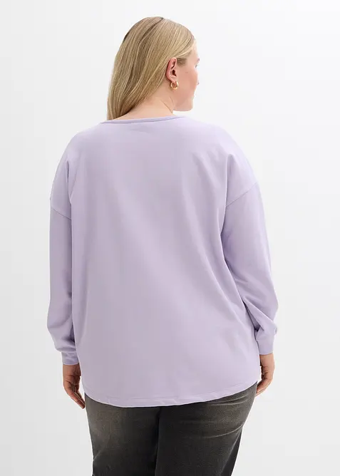 Sweat en coton m&eacute;lang&eacute;, coupe courte devant longue derri&egrave;re, bonprix