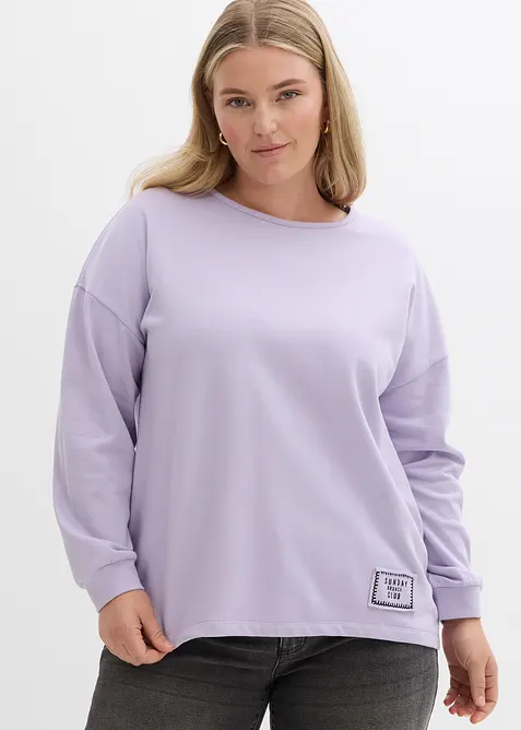 Sweat en coton m&eacute;lang&eacute;, coupe courte devant longue derri&egrave;re, bonprix