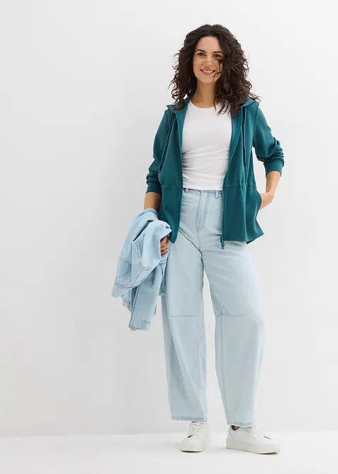 Sweat zipp&eacute; &agrave; capuche, extensible, bonprix