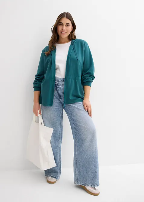 Sweat zipp&eacute; &agrave; capuche, extensible, bonprix