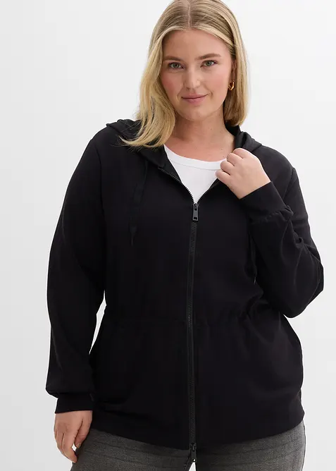 Sweat zipp&eacute; &agrave; capuche, extensible, bonprix