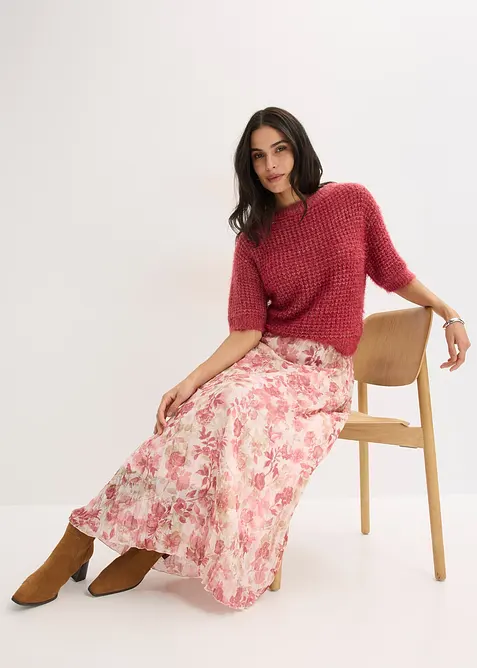 Jupe en mousseline effet froiss&eacute;, bonprix