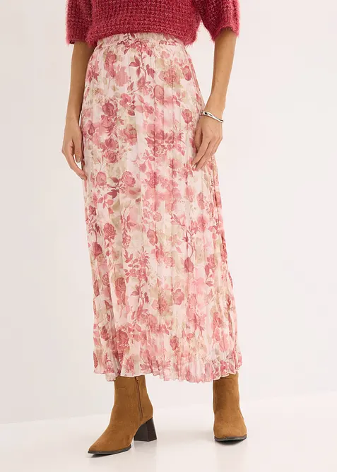 Jupe en mousseline effet froiss&eacute;, bonprix