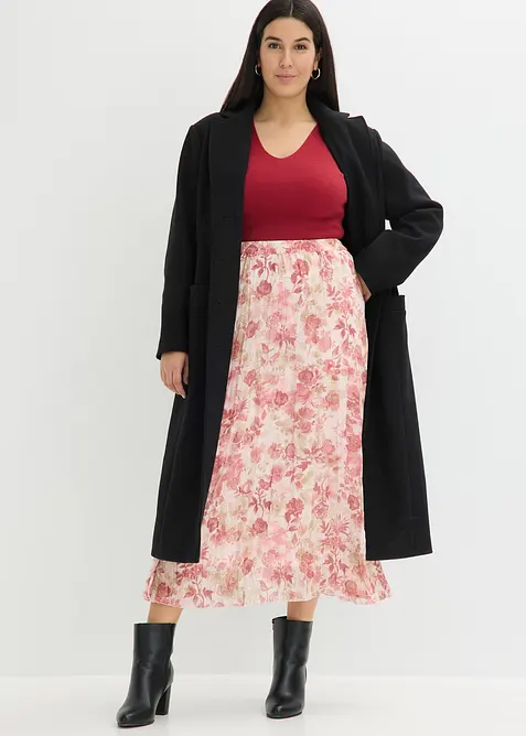 Jupe en mousseline effet froiss&eacute;, bonprix