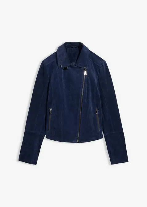 Veste biker en cuir velours, bonprix