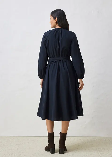 Robe-chemise en coton et soie avec ceinture, bonprix