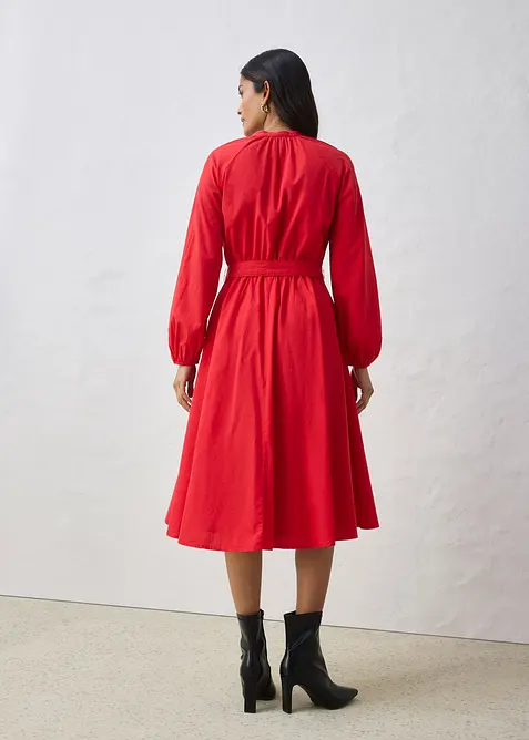 Robe-chemise en coton et soie avec ceinture, bonprix