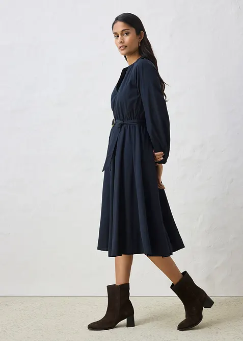 Robe-chemise en coton et soie avec ceinture, bonprix