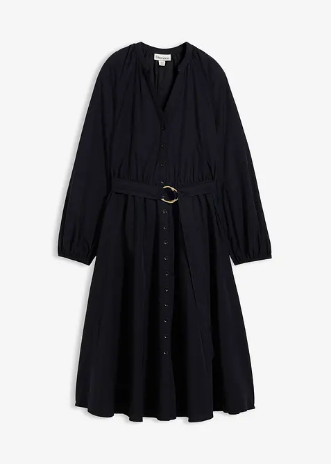 Robe-chemise en coton et soie avec ceinture, bonprix