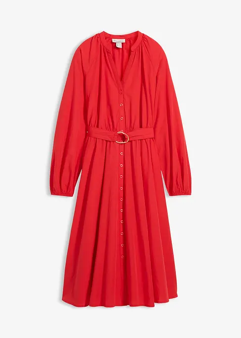 Robe-chemise en coton et soie avec ceinture, bonprix