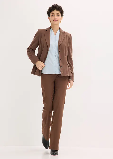 Chemisier en popeline extensible &agrave; col montant, bonprix