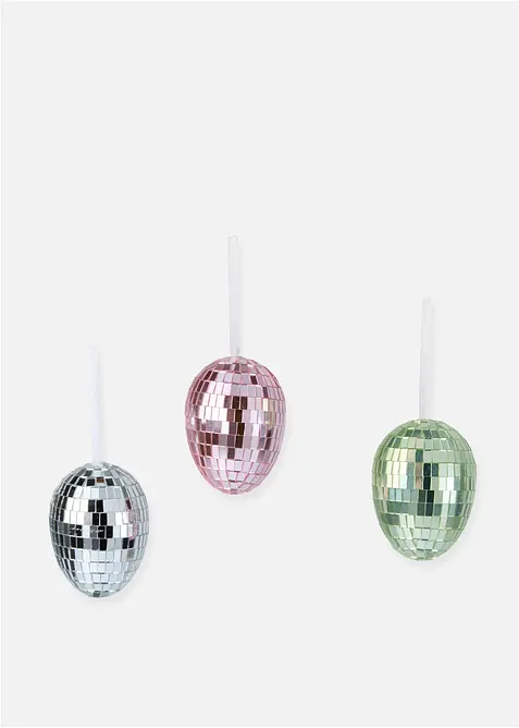 Lot de 3 &oelig;ufs d&eacute;co brillants, bonprix