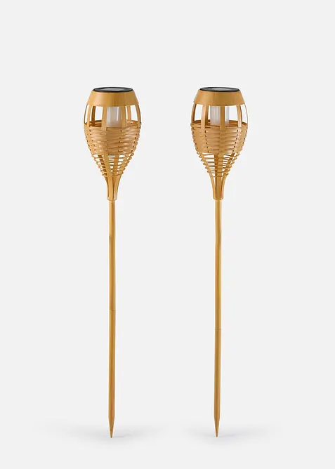Lot de 2 torches de jardin solaires, bonprix