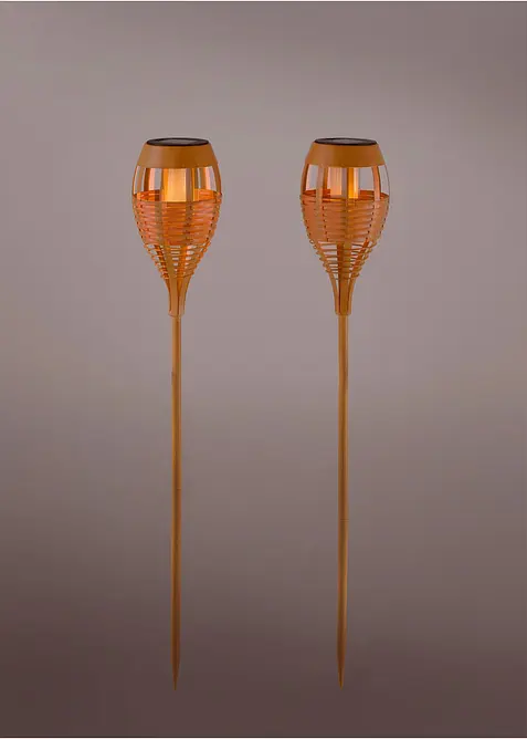 Lot de 2 torches de jardin solaires, bonprix