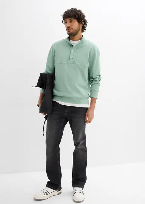 Sweat &agrave; col boutonn&eacute; 100% coton, bonprix