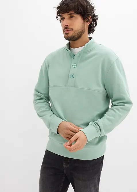 Sweat &agrave; col boutonn&eacute; 100% coton, bonprix