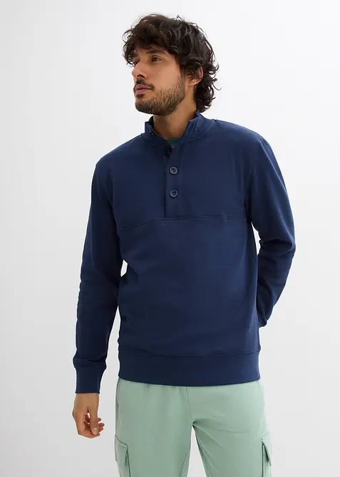 Sweat &agrave; col boutonn&eacute; 100% coton, bonprix