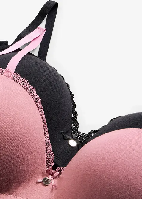 Lot de 2 soutiens-gorge push-up coton sans armatures, bonprix