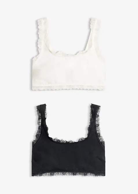 Lot de 2&nbsp;brassi&egrave;res coton avec dentelle, bonprix