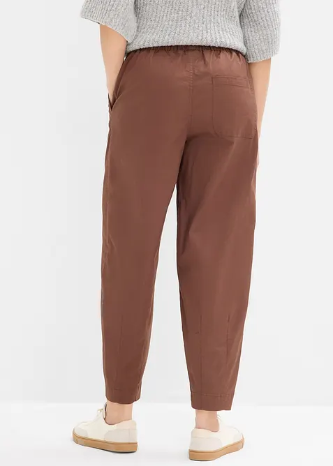 Pantalon barrel en twill &agrave; taille &eacute;lastiqu&eacute;e, bonprix