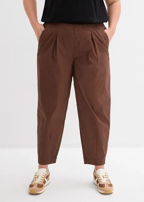 Pantalon barrel en twill &agrave; taille &eacute;lastiqu&eacute;e, bonprix