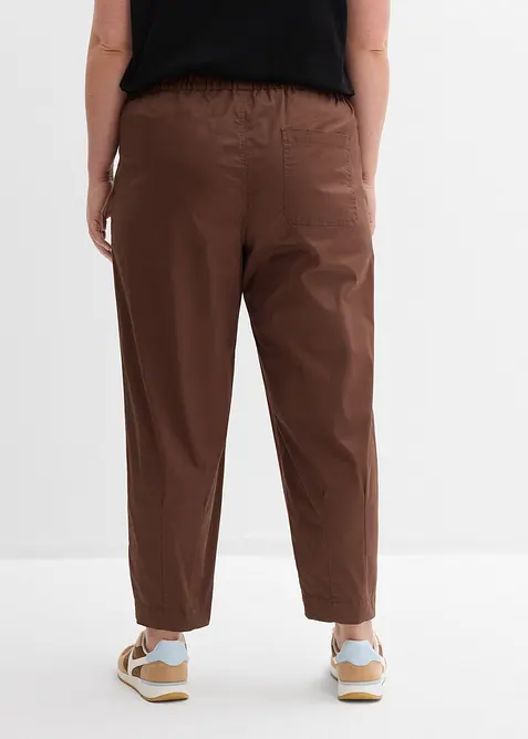 Pantalon barrel en twill &agrave; taille &eacute;lastiqu&eacute;e, bonprix