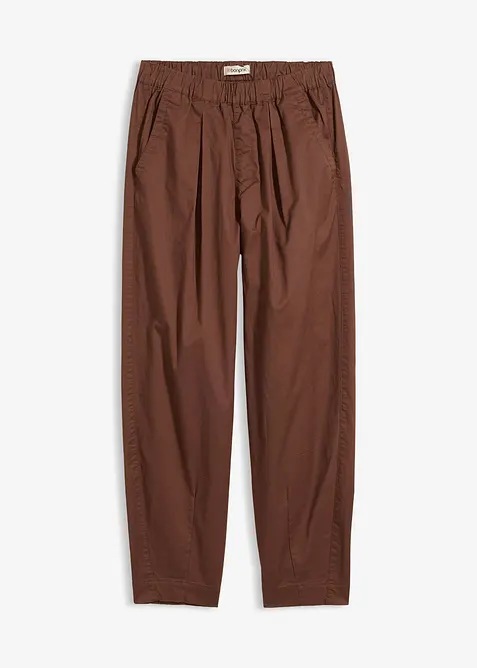 Pantalon barrel en twill &agrave; taille &eacute;lastiqu&eacute;e, bonprix