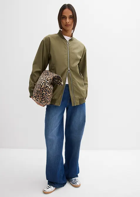 Blouson aviateur large &agrave; doublure l&eacute;opard, bonprix