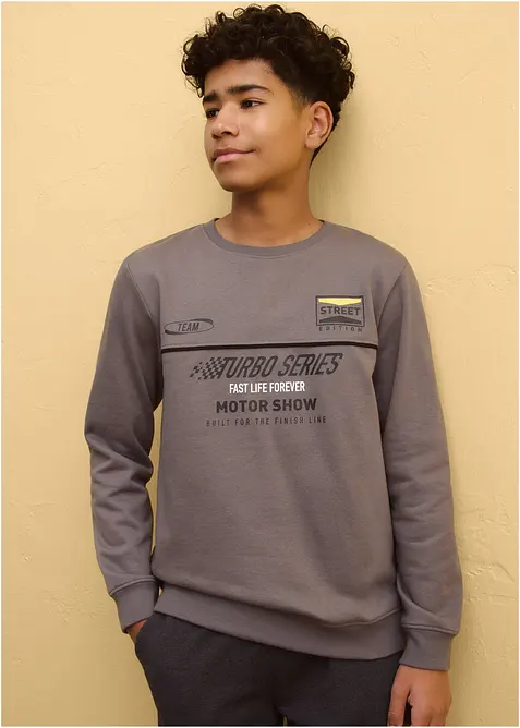 Sweat-shirt doux en coton m&eacute;lang&eacute;, bonprix