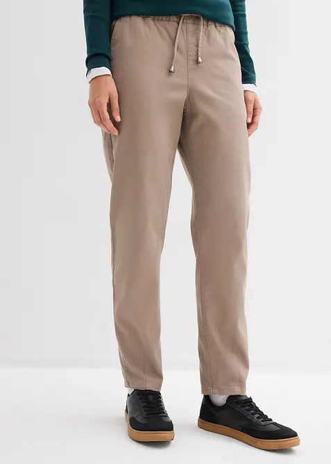 Pantalon barrel en twill, taille mi-haute &eacute;lastiqu&eacute;e, bonprix