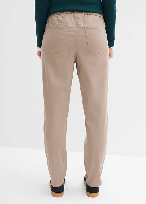 Pantalon barrel en twill, taille mi-haute &eacute;lastiqu&eacute;e, bonprix