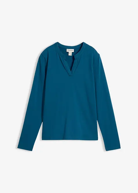 T-shirt long &agrave; col tunisien, bonprix